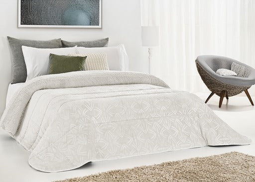 Edredón Comforter Polar con Sherpa COLOR BLANCO – Modelo Granito - 240 x 260 cm (POLAR 17)