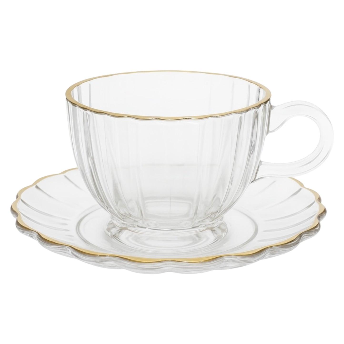 Conjunto de 6 xícaras de vidro com pires – Design clássico e elegante