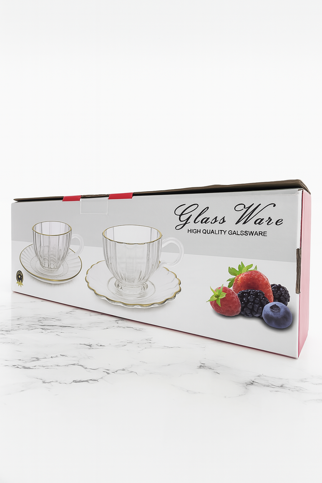 Conjunto de 6 xícaras de vidro com pires – Design clássico e elegante