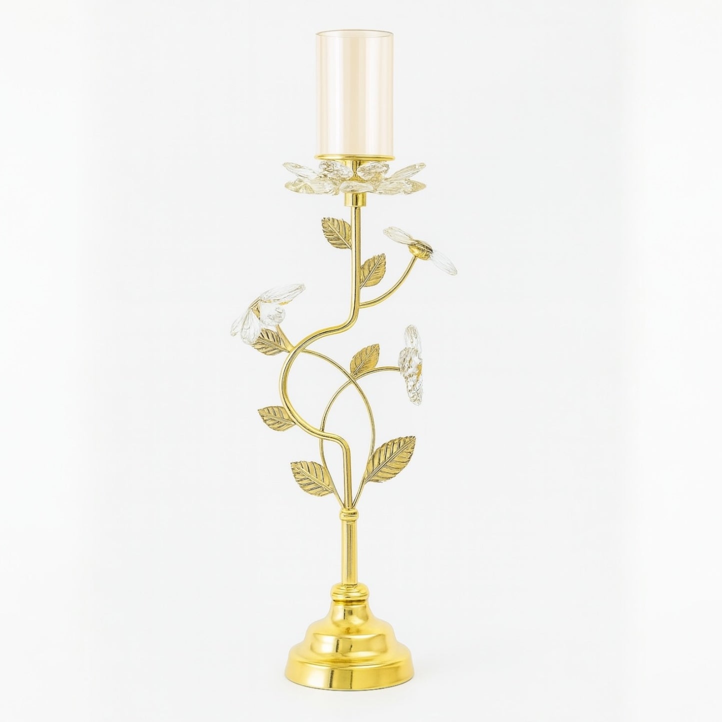 Candelabro Dorado con Detalles de Cristal y Diseño Floral Elegante 🌸✨