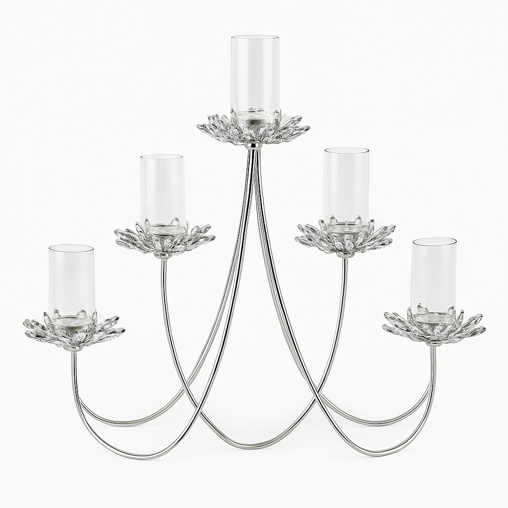 Candelabro alto de 5 braços com design elegante