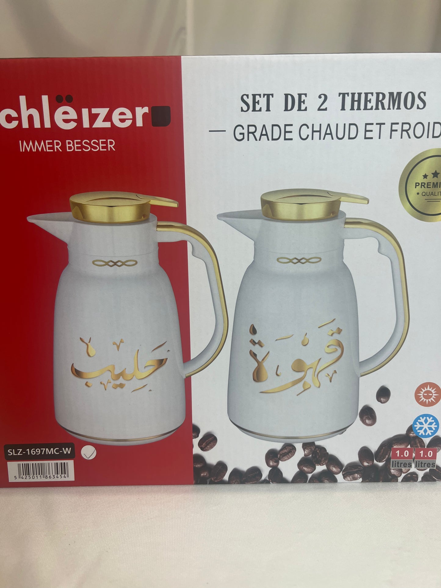 Set de 2 termos tipo jarra (Blanco + Dorado) ✨