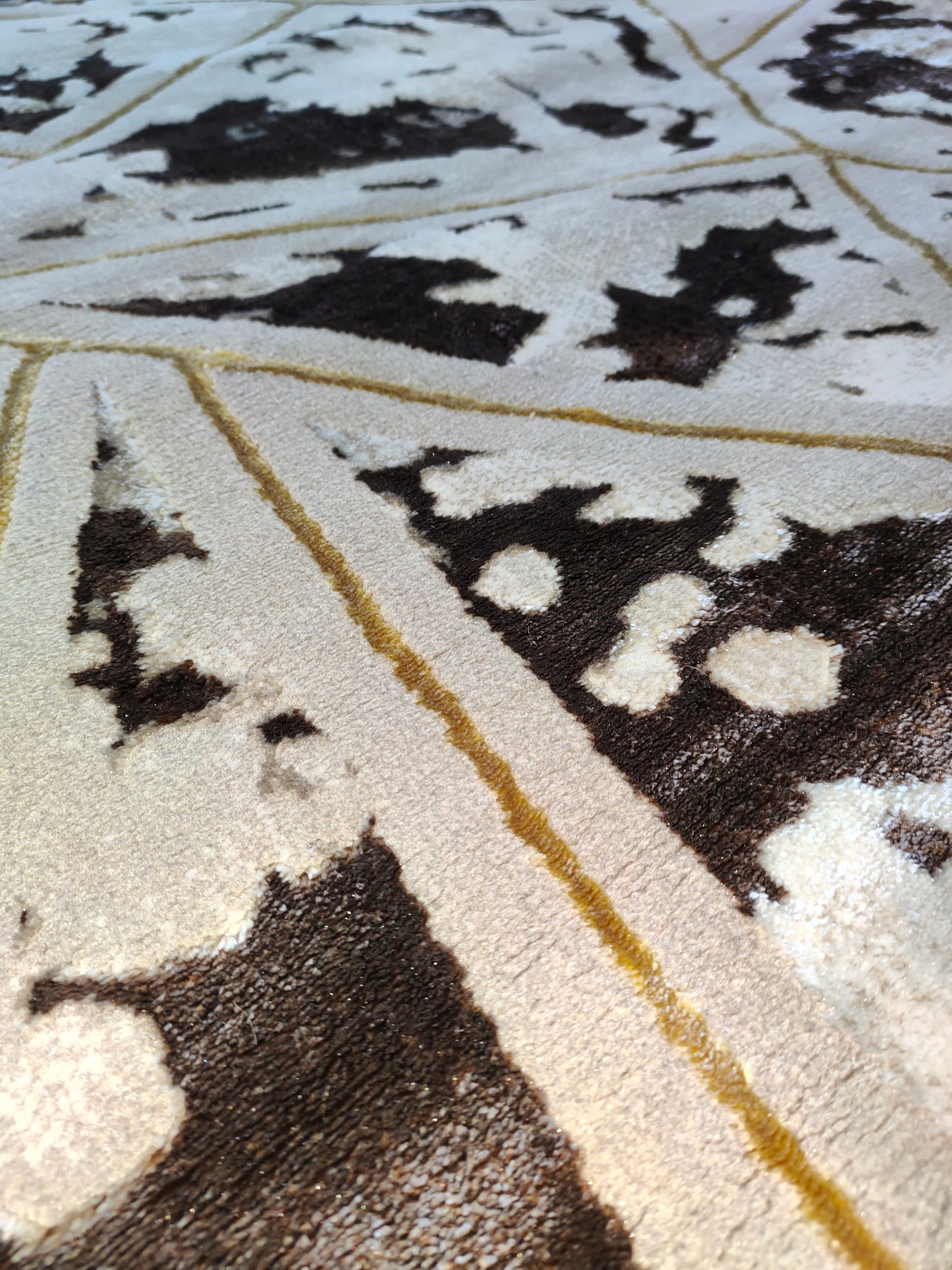 Alfombra Diseño Mármol 3D Marrón con Detalles en Marrón – Efecto Brillante y Realista