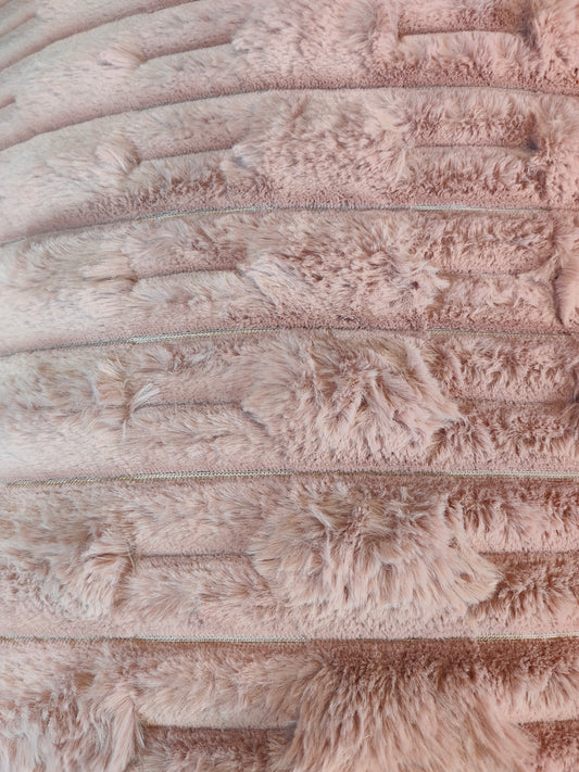 Velvety Duvet with Sheepskin, Ribbed Weft Pattern - Pink