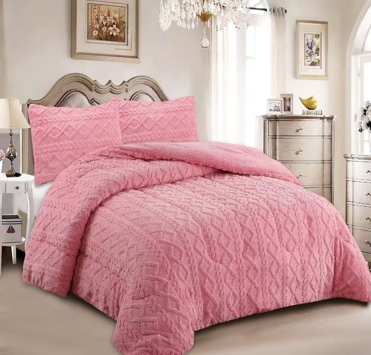 Quilt with Sheepskin Braids Model – 230 x 250 cm – PINK COLOR