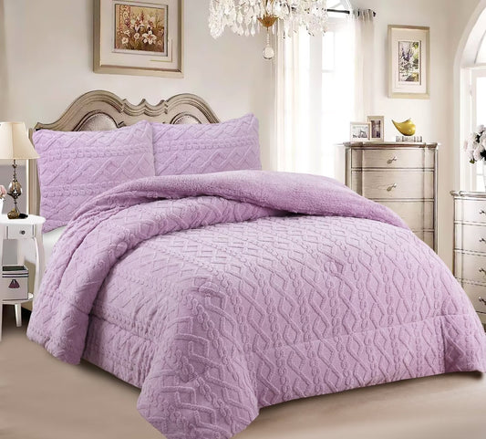 Quilt with Sheepskin Braided Model – 230 x 250 cm – LILAC COLOR