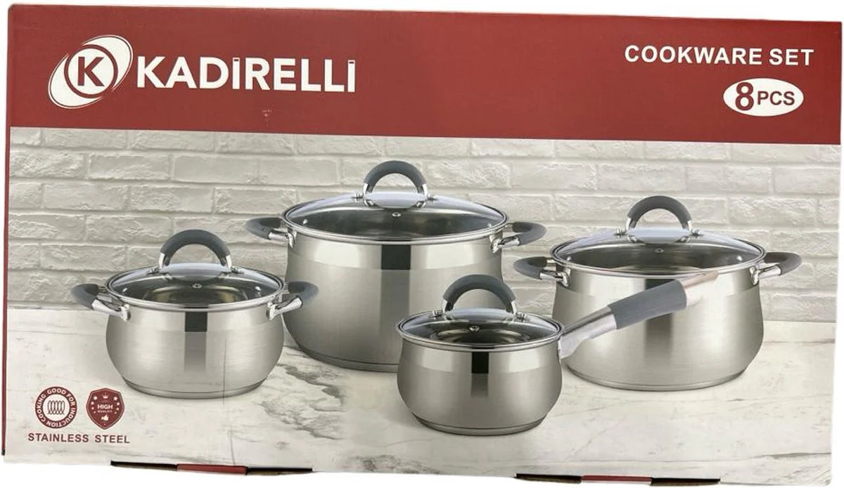 Set de Ollas y Sartenes de Acero Inoxidable (8PCS)