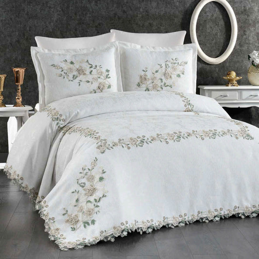 Juego de Cama de Lujo "Messina" – Elegancia Floral para tu Dormitorio