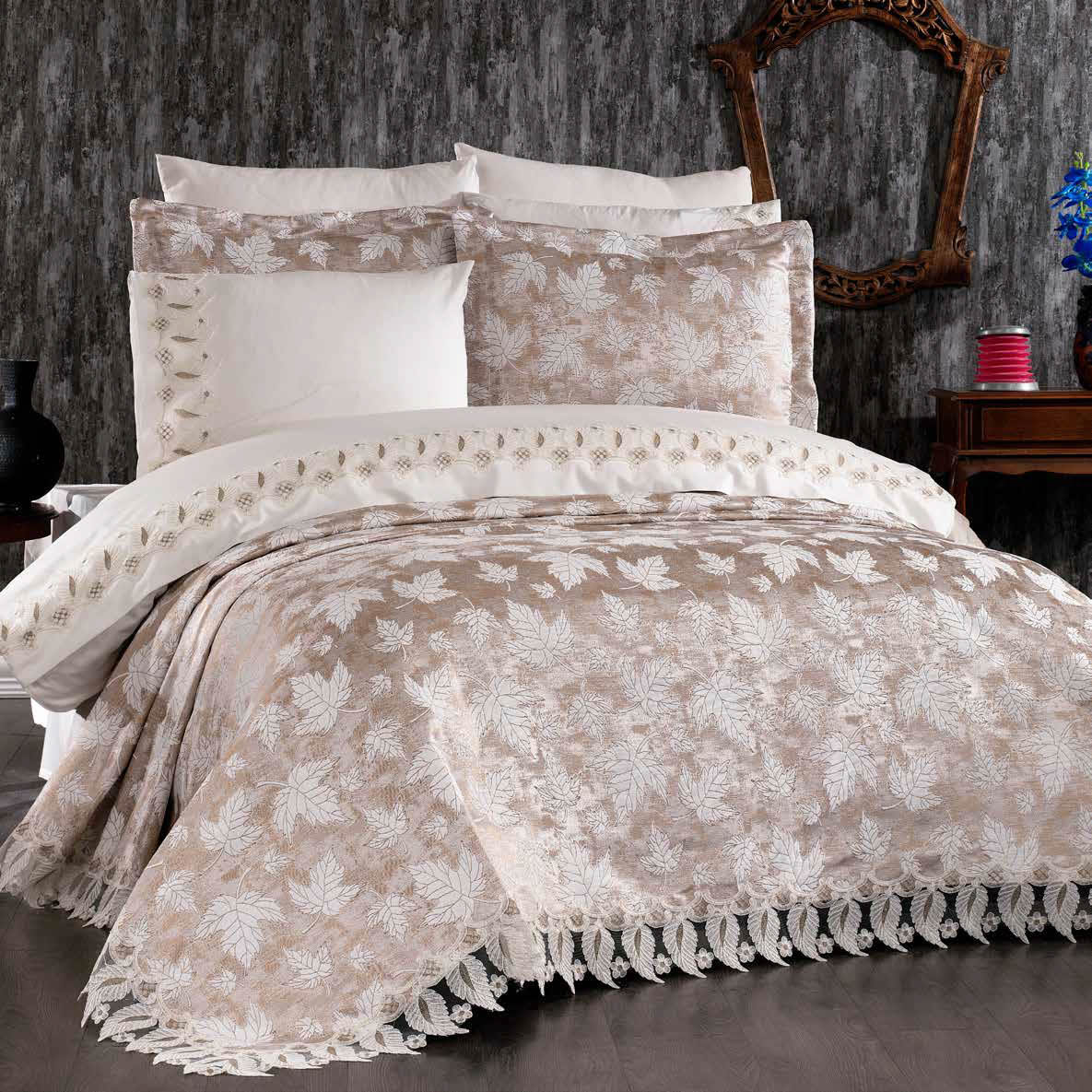 Juego de Cama para Novias "Enjoy" – Elegancia y Confort para un Dormitorio Sofisticado - COLOR CAPUCHINO
