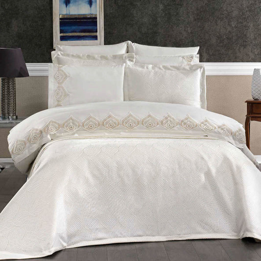 Juego de Cama para Novias "Monza" – Elegancia y Estilo Contemporáneo - COLOR CREMA