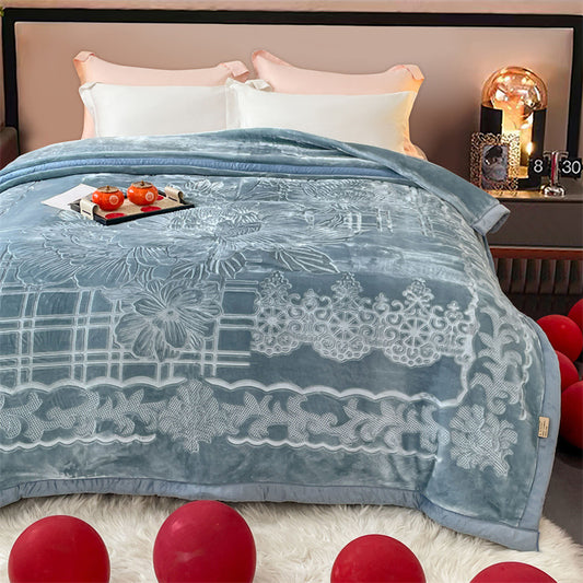 Grey Plush Blanket - Extra Soft and Warm for Winter (200x220 cm, 4.5 kg)