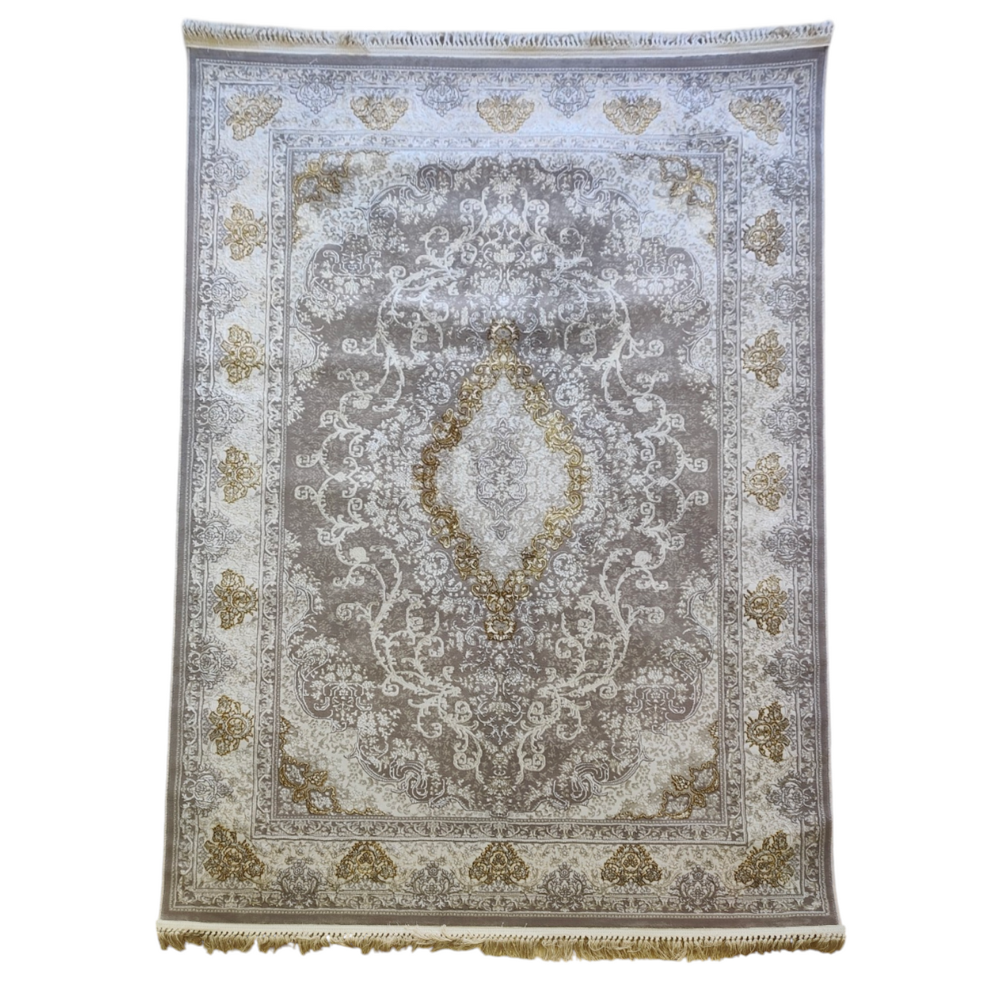 Alfombra Diseño Arabia Marrón con Detalles en Crema – Tonos Cálidos y Acogedores