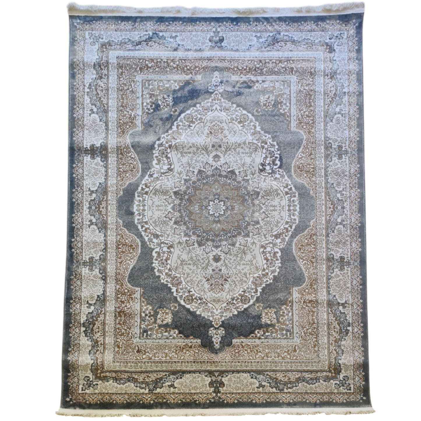 Alfombra Diseño Rabatia Gris con Detalles en Gris – Inspiración Marroquí Moderna