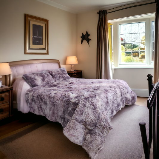 Velvety Quilt with Sheepskin, PELUCHON MODEL - LILAC COLOR