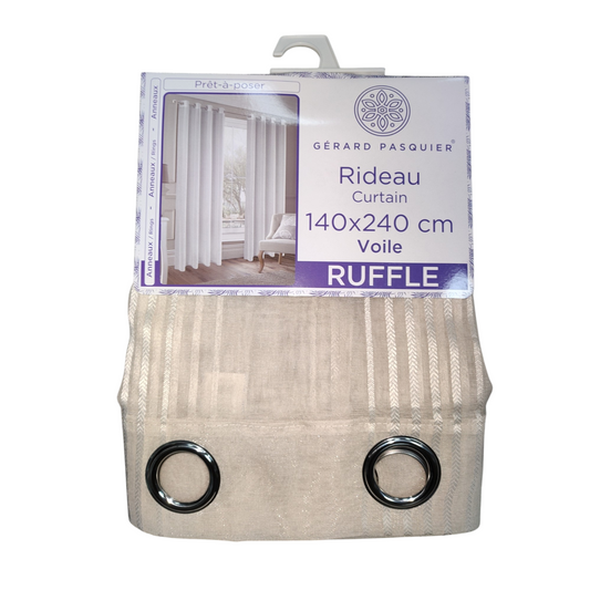 CORTINA MODELO RUFFLE TRANSLÚCIDO 140 X 240 CM - COLOR CREMA