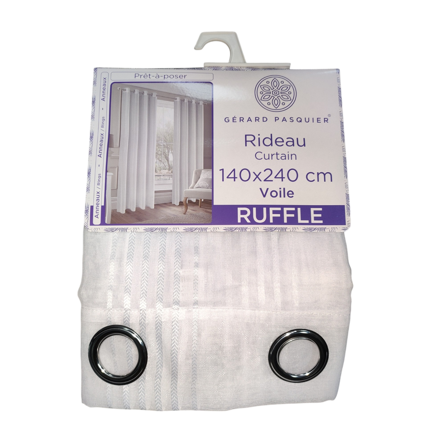 CORTINA MODELO RUFFLE TRANSLÚCIDO 140 X 240 CM - COLOR BLANCO