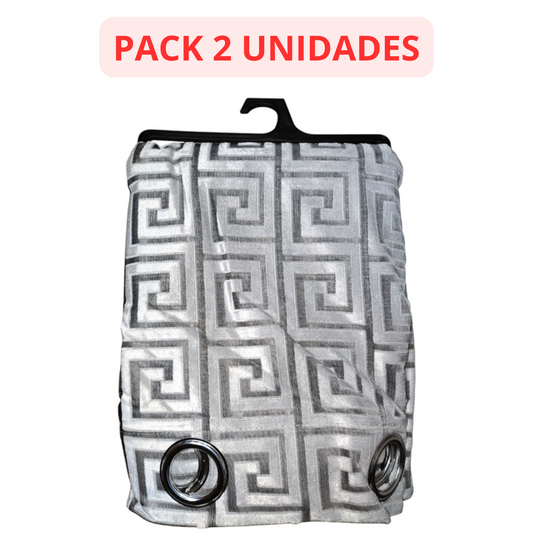 CORTINA MODELO VERSACE TRANSLÚCIDO 140 X 260 CM - COLOR GRIS