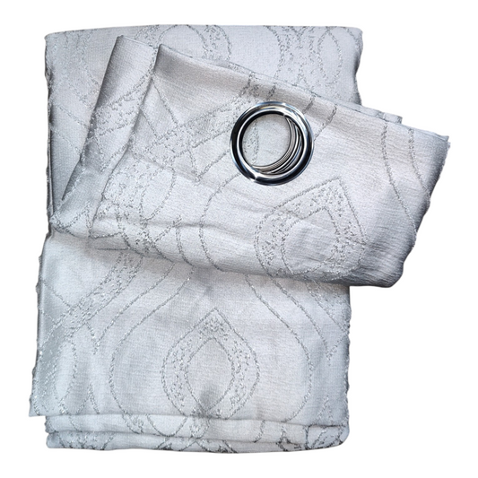 Polyester Blackout Curtains, Wave Pattern, 140x260cm - 1 Piece, Elegant and Modern - White