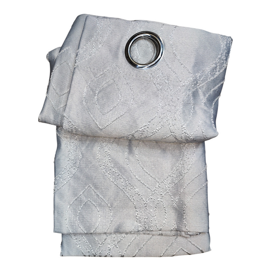 Polyester Blackout Curtains, Wave Pattern, 140x260cm - 1 Piece, Elegant and Modern - Grey