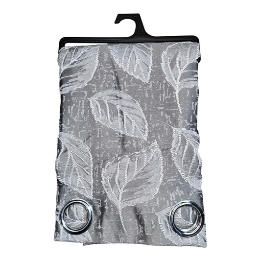 Polyester Blackout Curtains, Leaf Pattern, 140x260cm - 1 Piece, Elegant and Modern - Grey