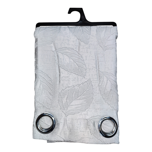 Polyester Blackout Curtains, Leaf Pattern, 140x260cm - 1 Piece, Elegant and Modern - White