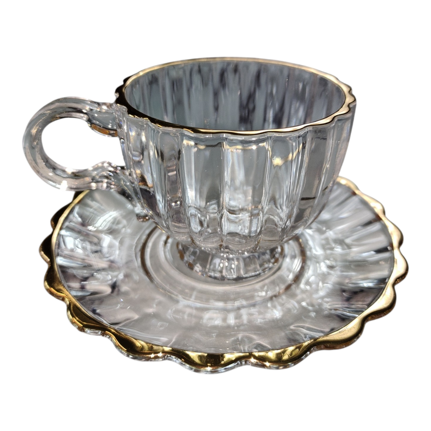 Set de 6 Tazas de Cristal con Platillos – Diseño Clásico y Elegante