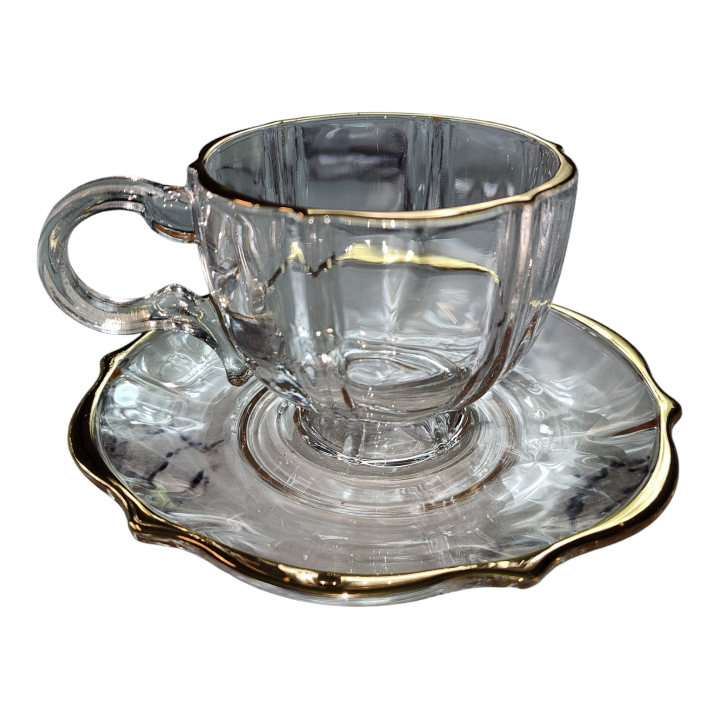 Set de 6 Tazas de Cristal con Platillos – Diseño Clásico y Elegante