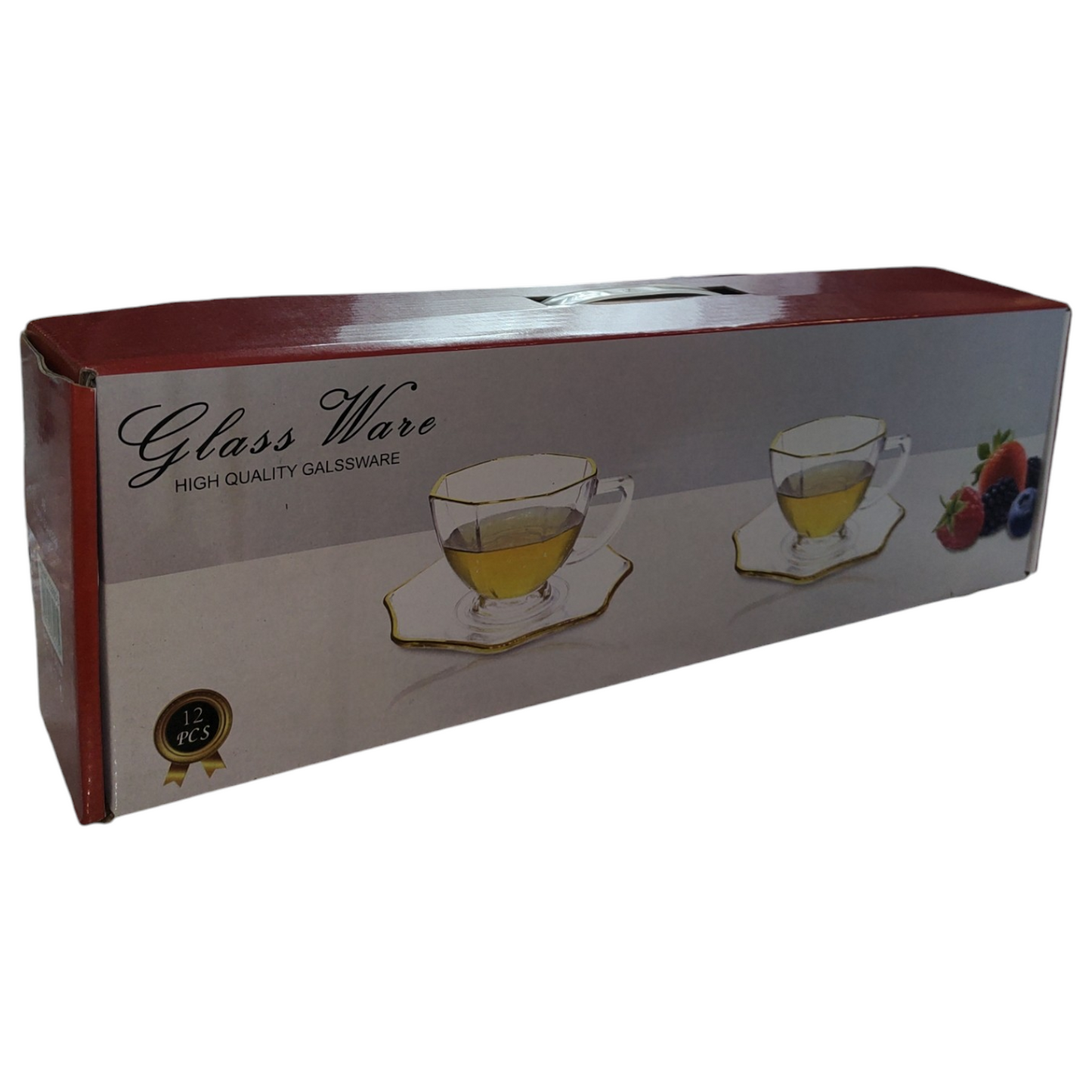 Set de 6 Tazas de Cristal con Platillos – Diseño Clásico y Elegante