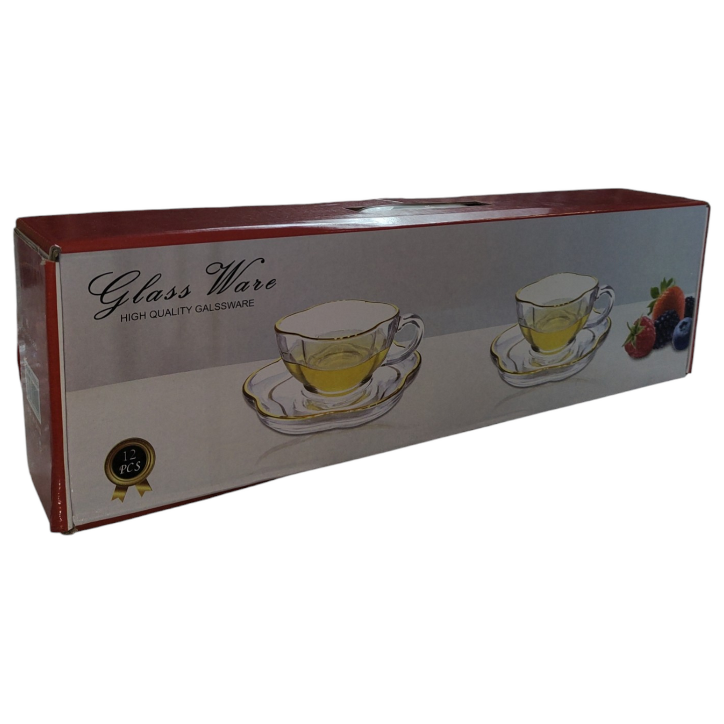 Set de 6 Tazas de Cristal con Platillos – Diseño Clásico y Elegante