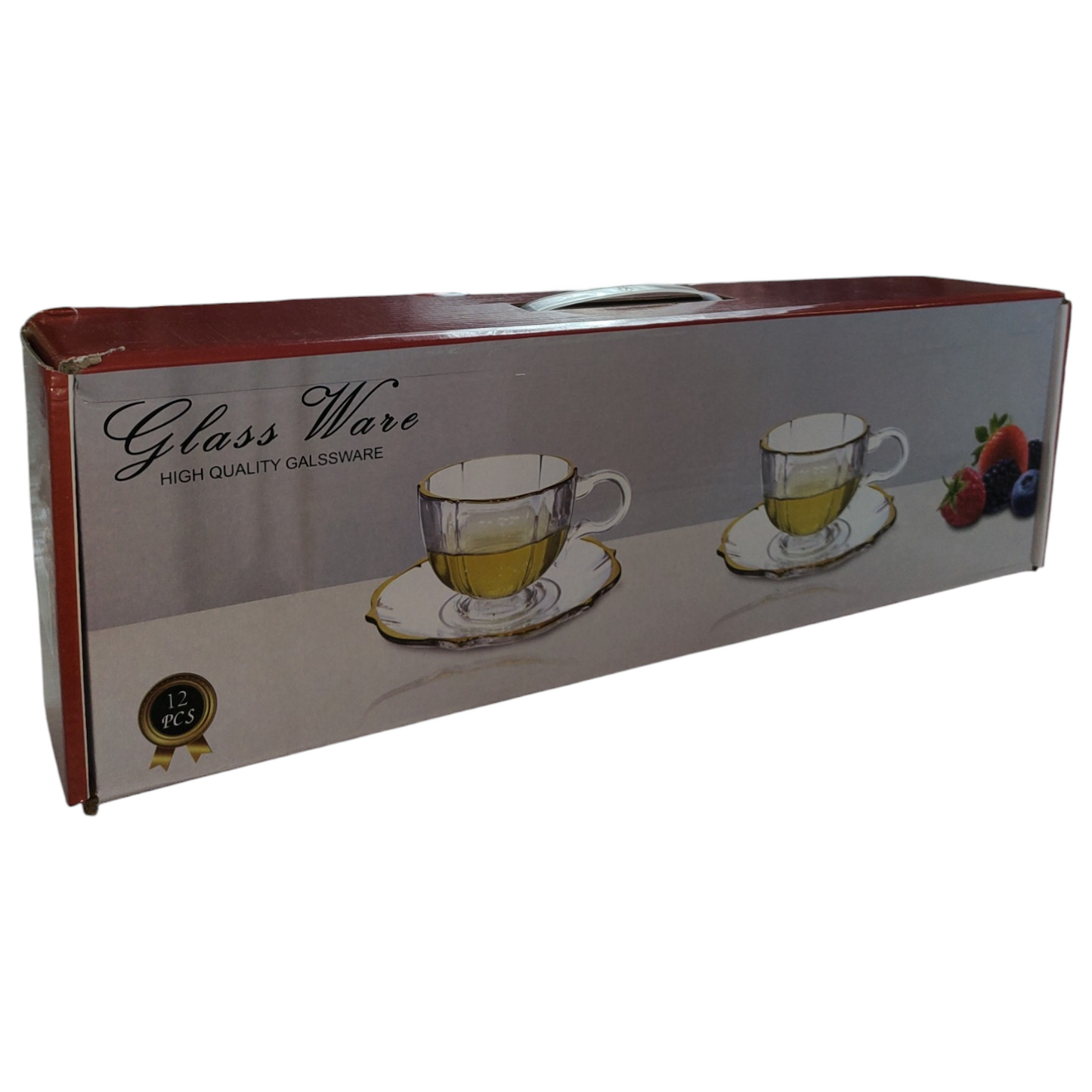 Set de 6 Tazas de Cristal con Platillos – Diseño Clásico y Elegante