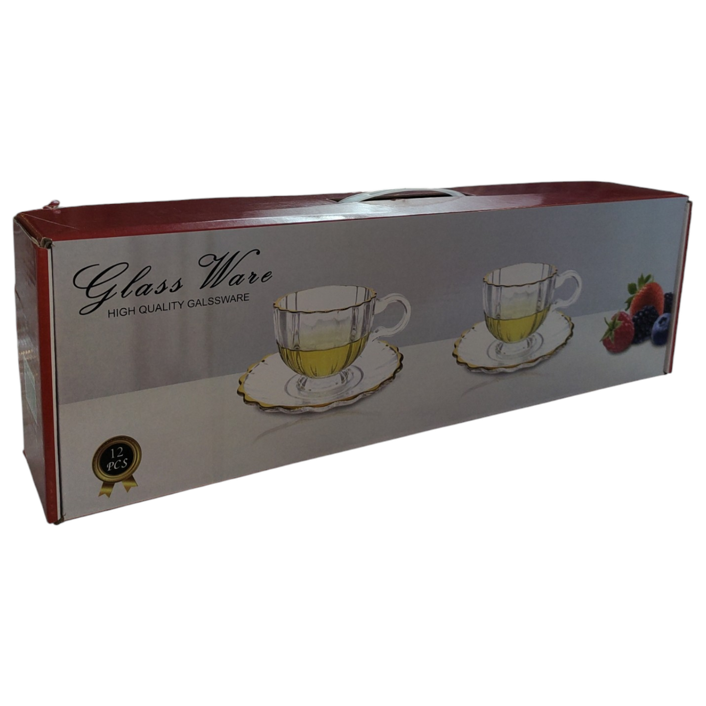 Set de 6 Tazas de Cristal con Platillos – Diseño Clásico y Elegante