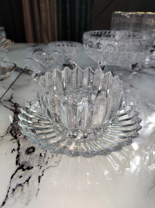 Set de 6 Cuencos de Cristal con Plato – Alta Calidad (12 Piezas)