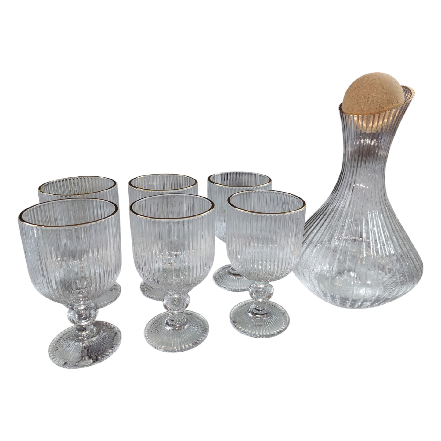 Set de 7 Piezas – Jarra de Cristal con 6 Copas a Juego