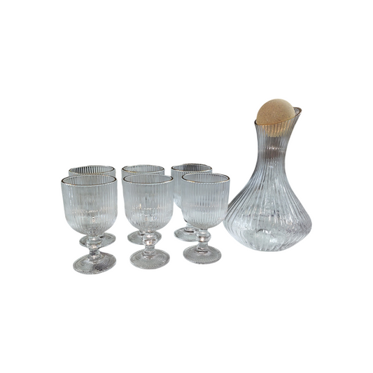 Set de 7 Piezas – Jarra de Cristal con 6 Copas a Juego