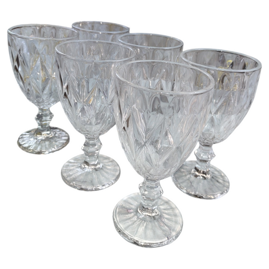 Set de 6 Copas de Vidrio con Diseño Tallado – 330 ml