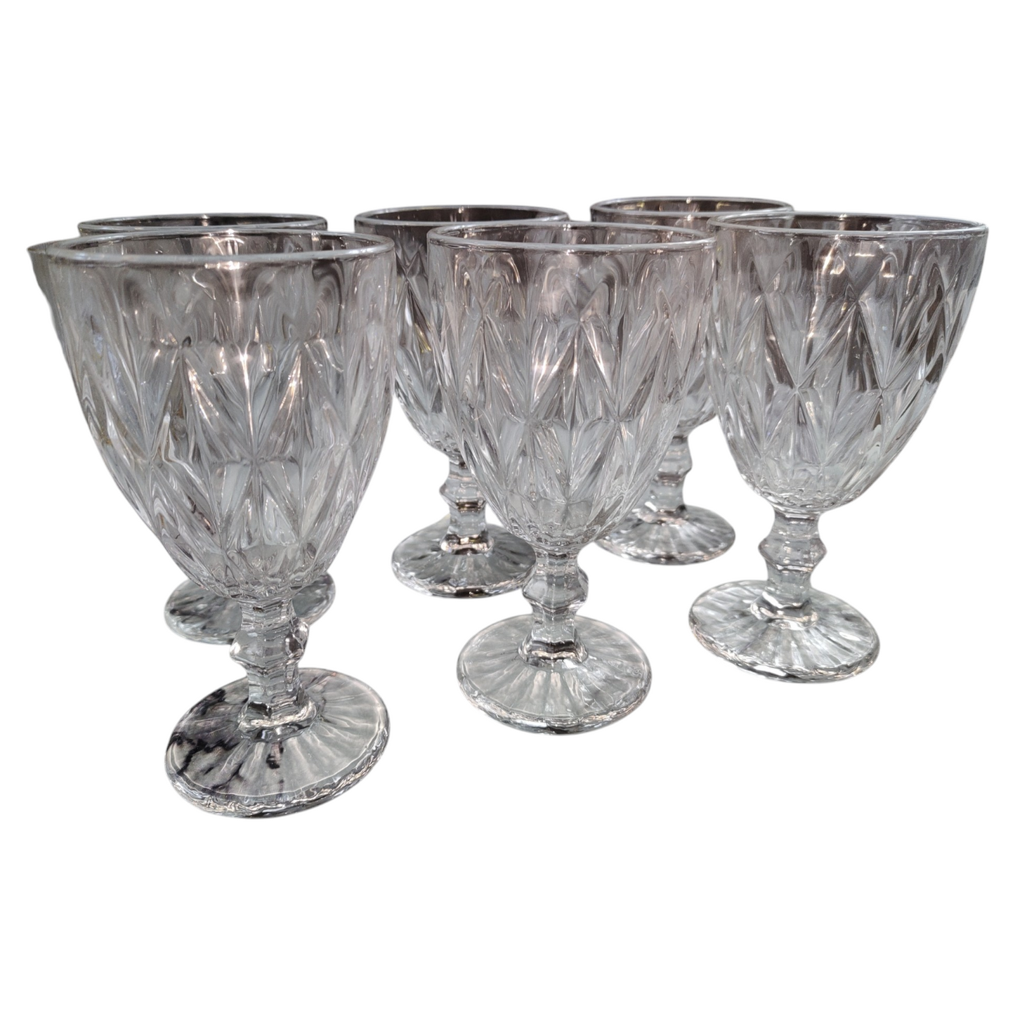 Set de 6 Copas de Vidrio con Diseño Tallado – 330 ml