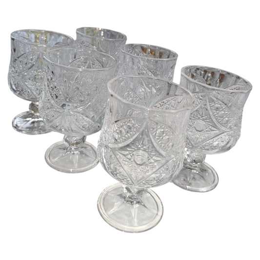 Set de 6 Copas de Cristal Tallado – Estilo Vintage