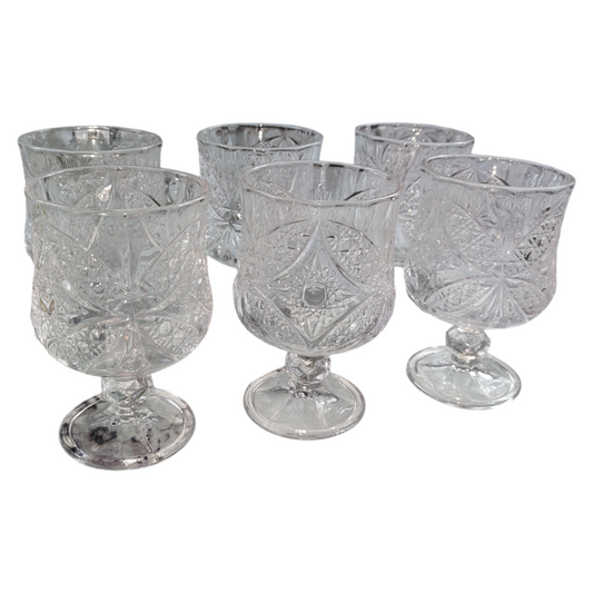 Set de 6 Copas de Cristal Tallado – Estilo Vintage