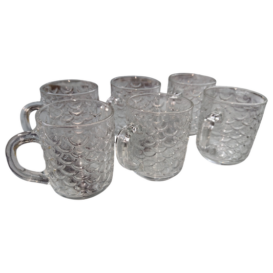 Pack de 6 Tazas de Cristal con Relieve Escamado – Elegancia y Estilo para tu Mesa