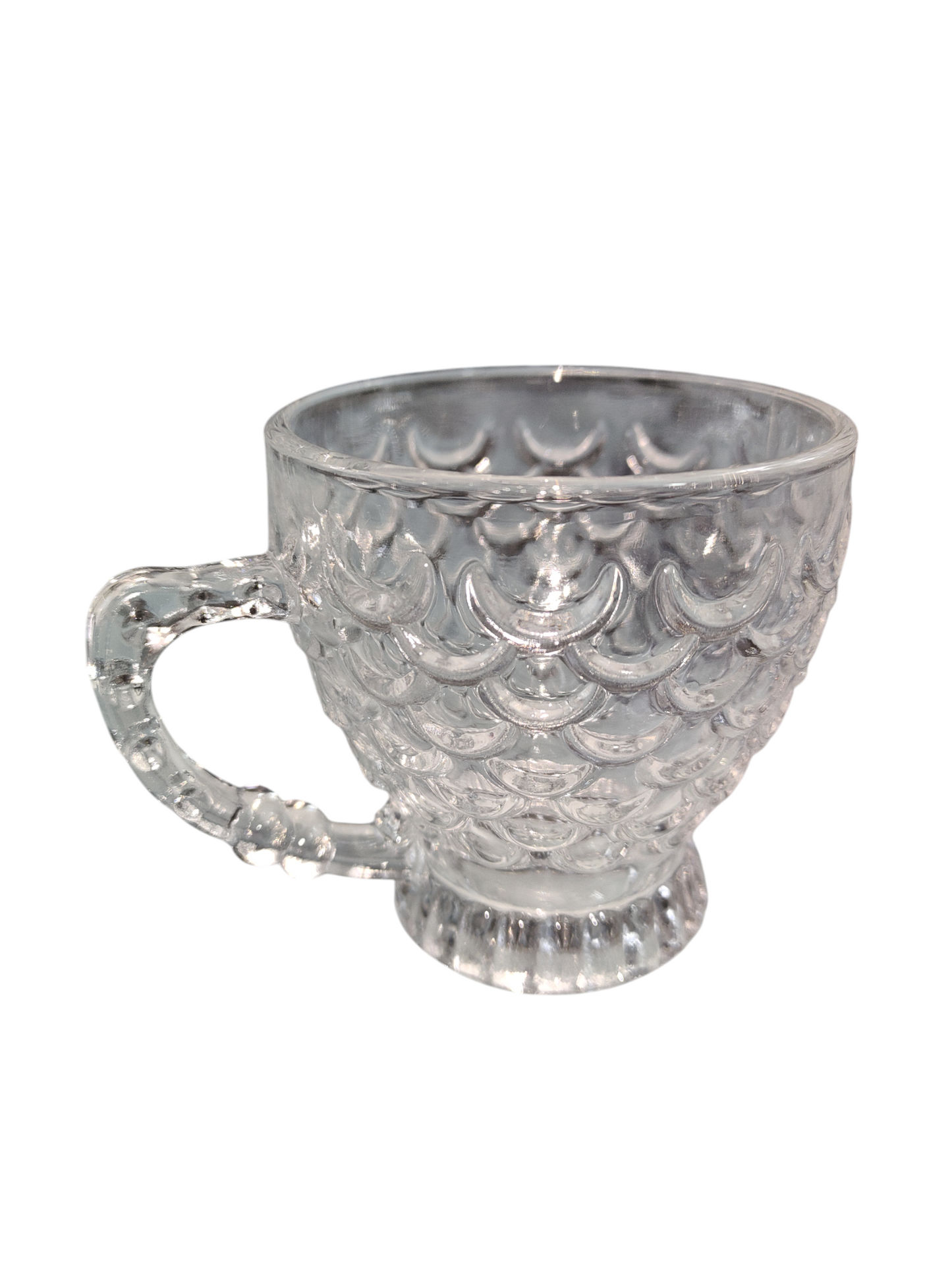 Pack de 6 Tazas de Cristal con Asa Decorada – Diseño Elegante con Relieve Escamado