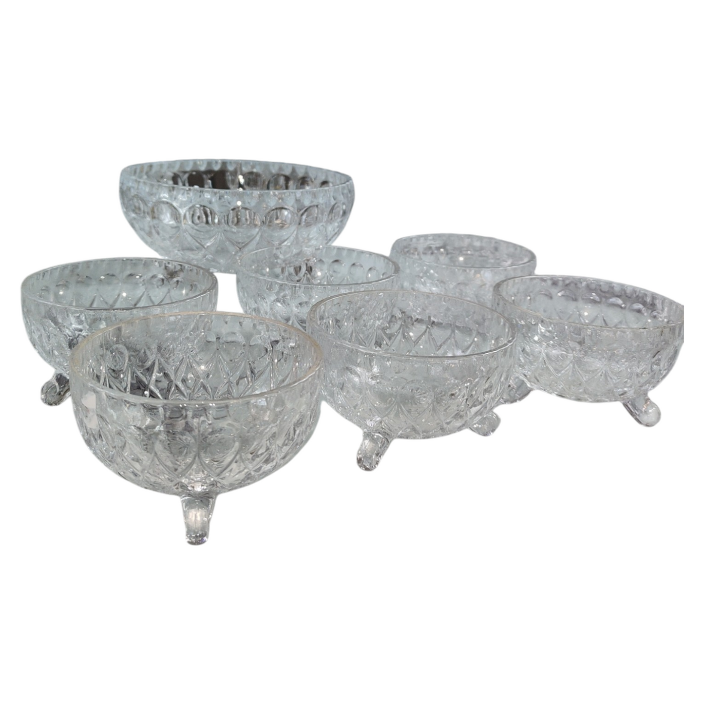 Set de 7 Cuencos de Cristal Tallado