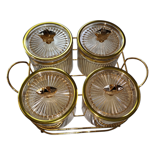 🌟 Set de 4 Tarros con Estrellas Doradas 🌟 - plástico DORADO