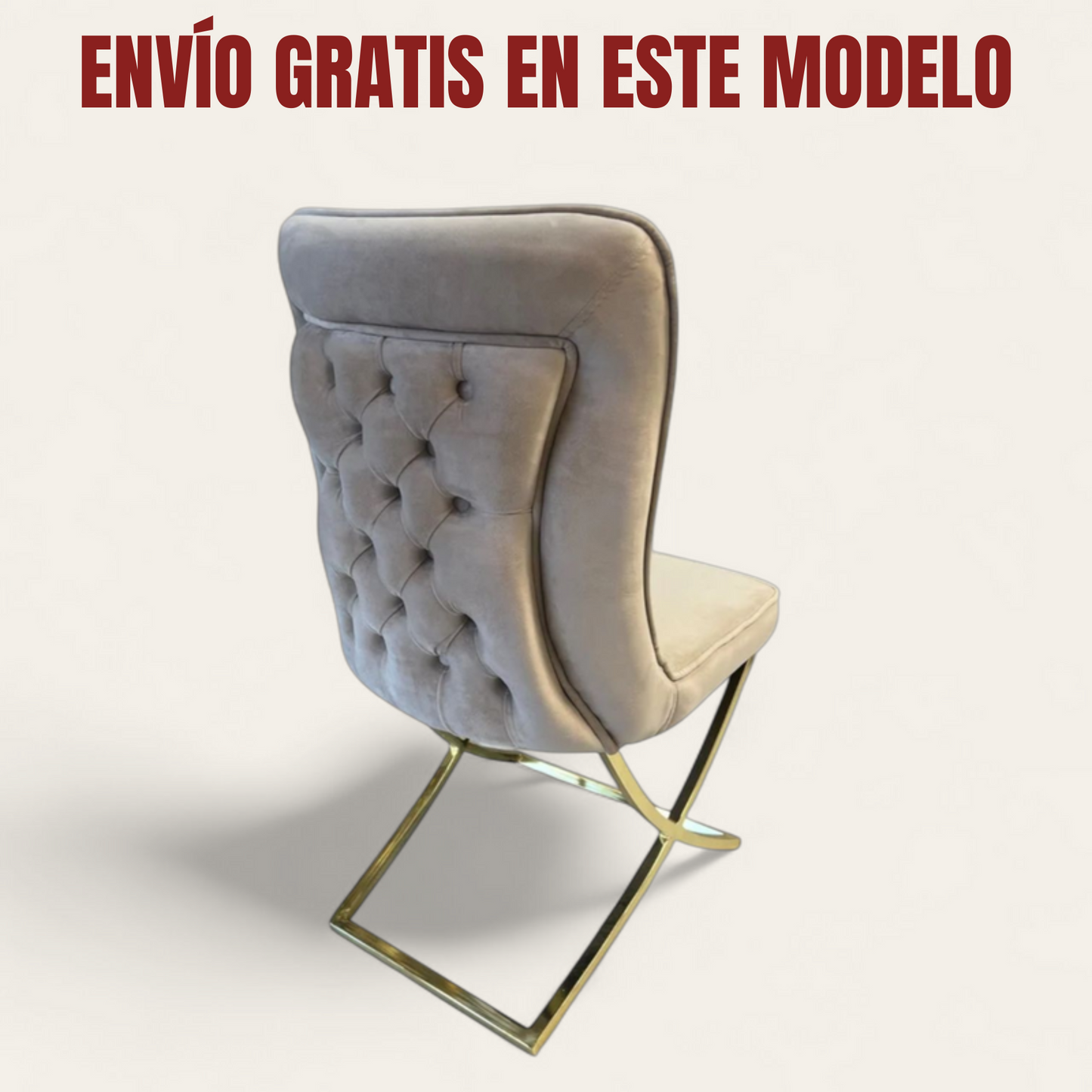 PACK OFERTA 6 Sillas BONGOV03 en terciopelo beige con patas doradas de acero