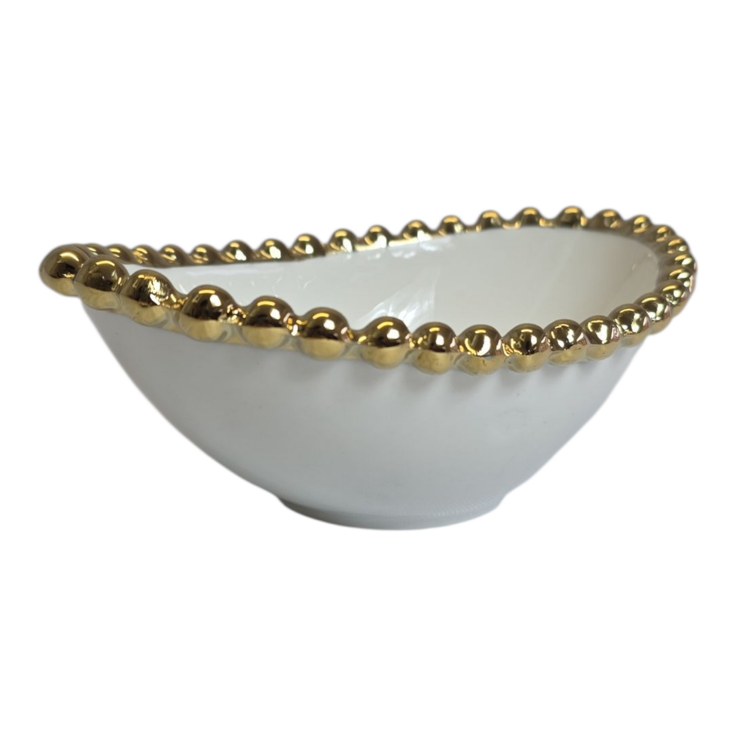 ✨ Cuenco Ovalado de Porcelana con Borde Dorado 14,5cm x 10cm ✨