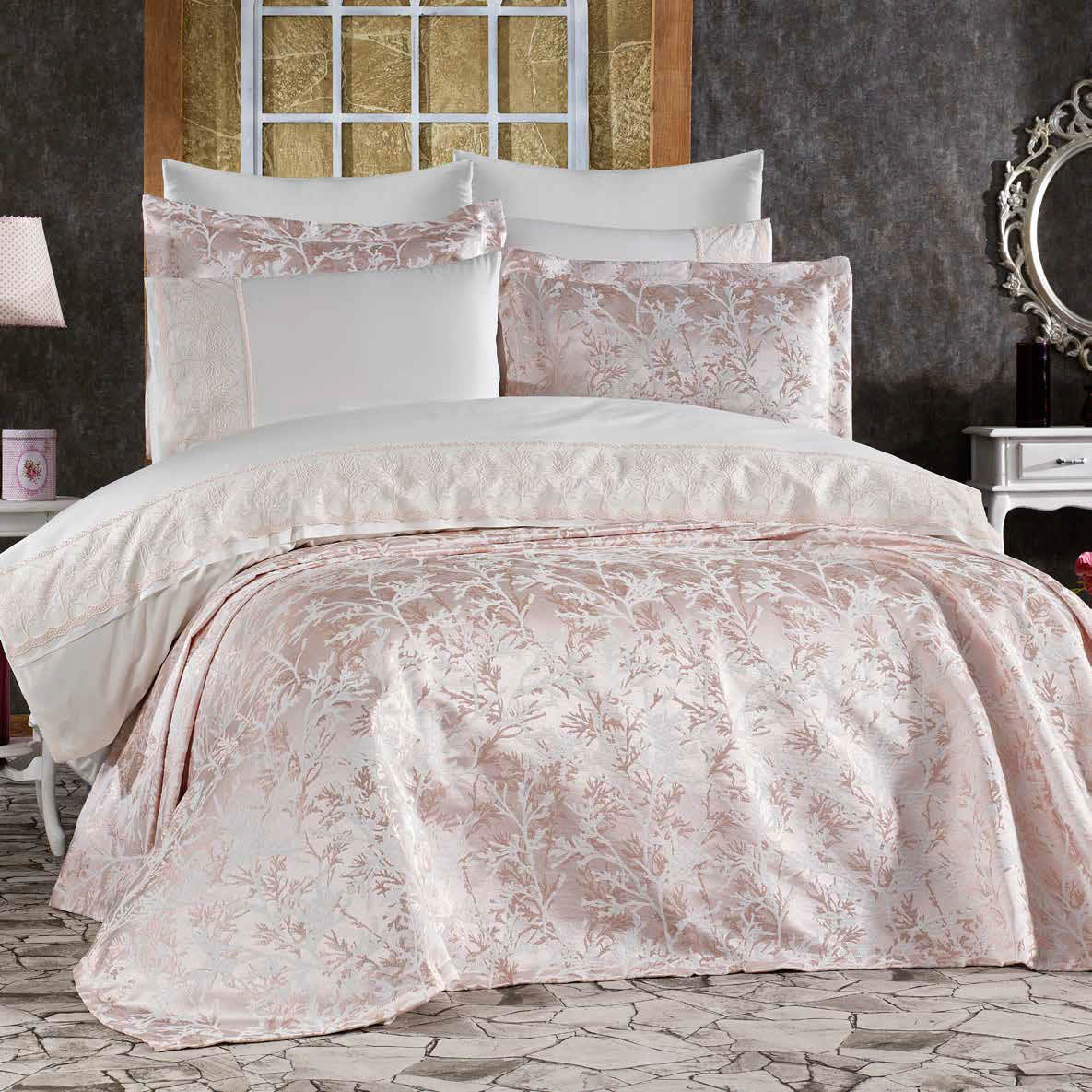 Juego de Cama para Ajuar "Torino" – Sofisticación Natural en tu Dormitorio - COLOR ROSA PASTEL