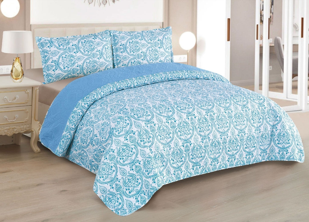 Edredom Boutis para primavera e verão, liso reversível em dois tons - MODELO FLOWER