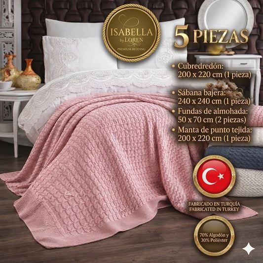 Juego de Cama "Isabella" – Sábanas con Manta de Punto para un Estilo Sofisticado