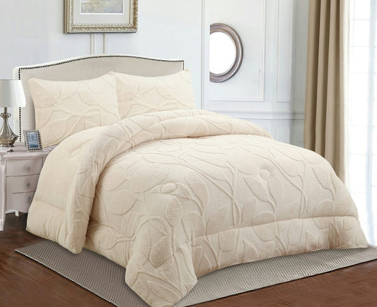 Sheepskin Quilt, Embossed Leaf Pattern – 230 x 250 cm – WHITE