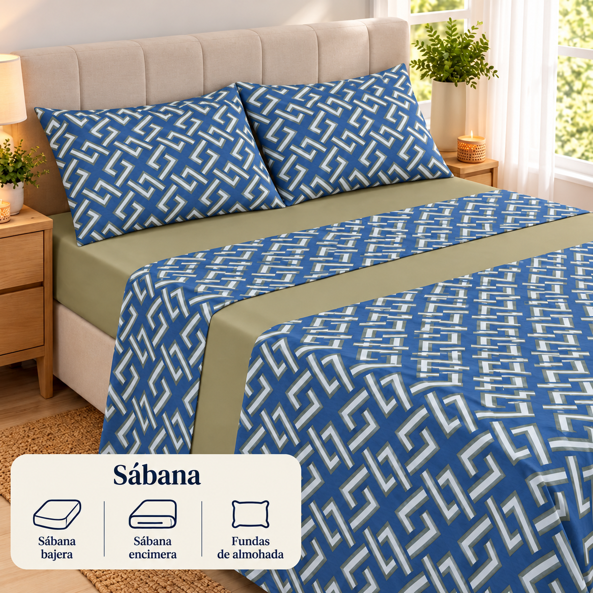 Juego de Sábanas Suaves y Elegantes – Disponible para cama de 90, 135 y 150 con 2 fundas de almohada