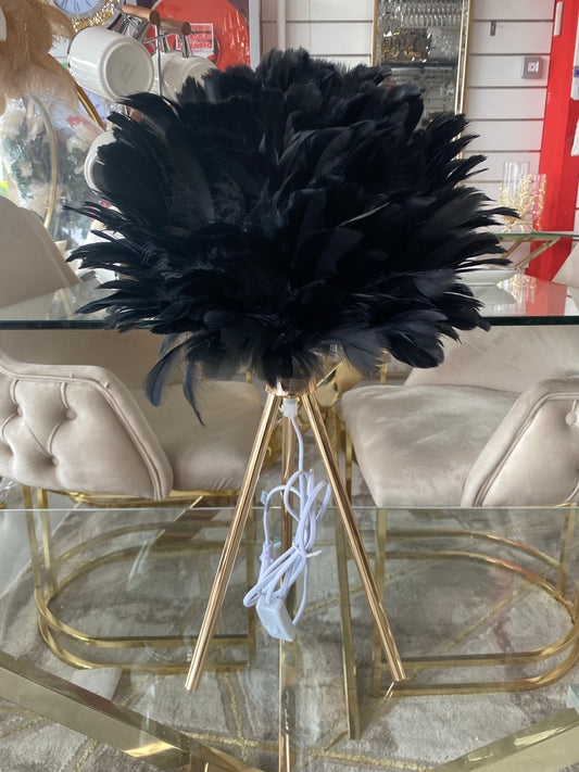 Luminária de mesa de penas branca, dourada, preta e prateada PM Design